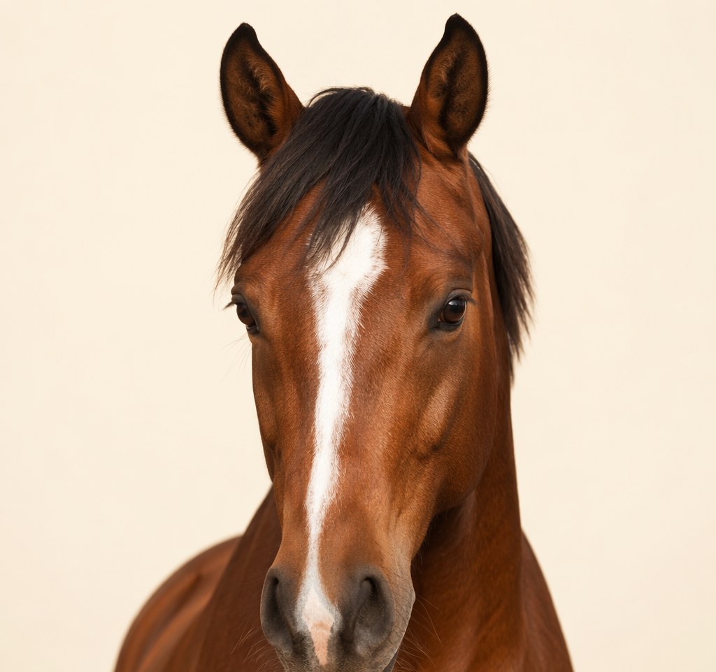 Bay horse on a cream background — UK equine health guides